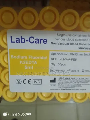Blood Collection Tube Sodium Fluoride 50 Pieces