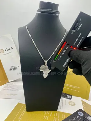 VVS Moissanite Map of Africa Pendant on Steel Necklace Diamond Tester