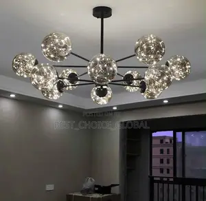 Modernist Smoke Grey Glass Led Pendant Chandelier With Glowi