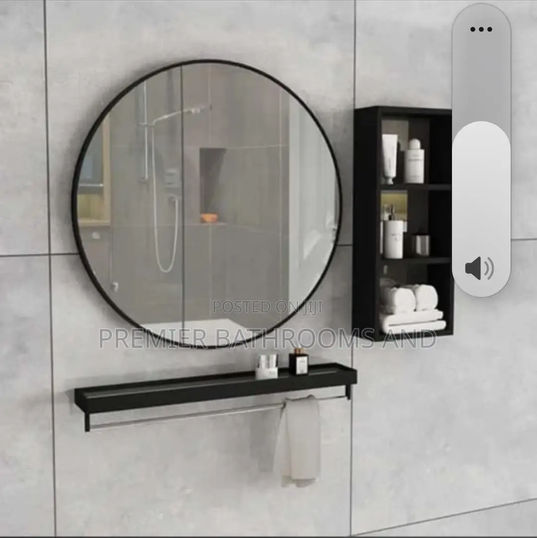 Black Round Mirror With Shelves
