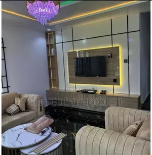 High Glossy Tv Console With Wall Panel