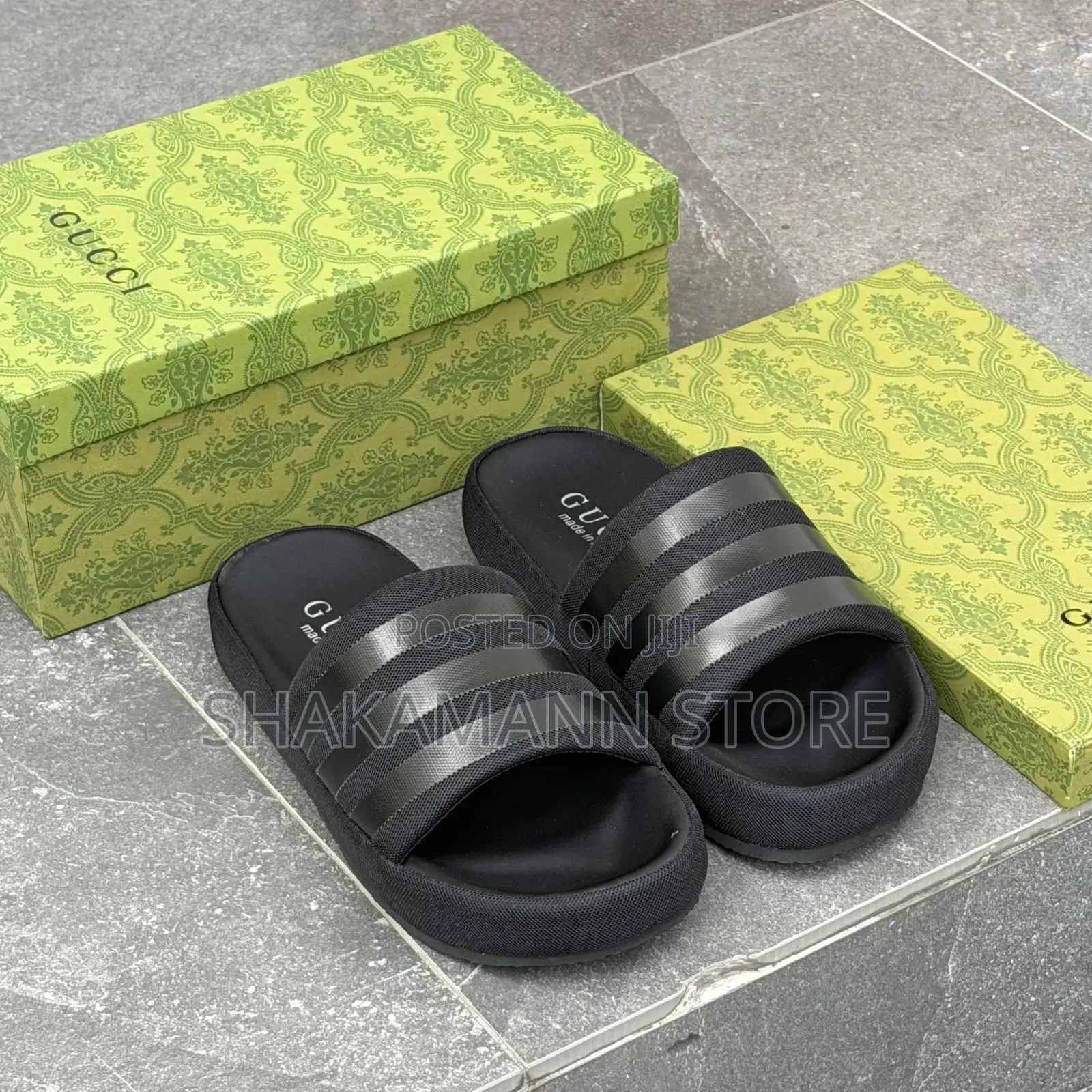 Original Gucci Slides Beige and Black