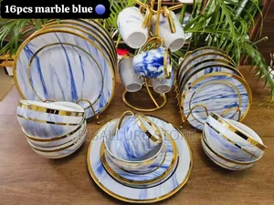 16 Pieces Marble Blue Dinnerware Set