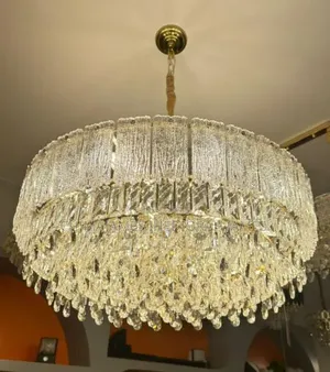 Modern Circular Chandelier, Luxurious Crystal Chandelier, Living Room,