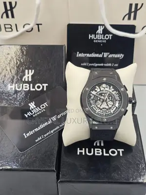 Hublot Quality Men Chronograph Genuine Leather Wristwatch
