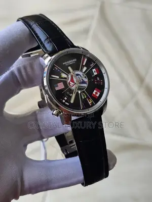Hanboro World'l Cup Quality Luxury Men Genuine Leather Wristwatch
