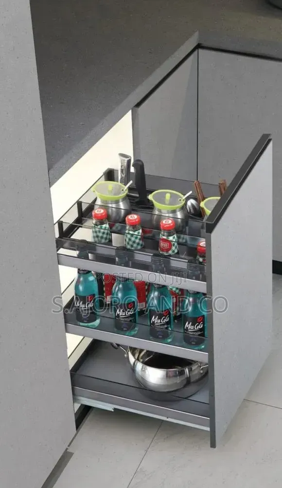 Built-in Cabinet Multi-purpose Pull-out Glass And Wired Spice Rack