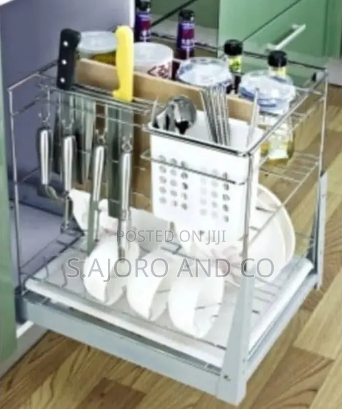 Built-in Cabinet Multi-purpose Pull-out Glass And Wired Spice Rack