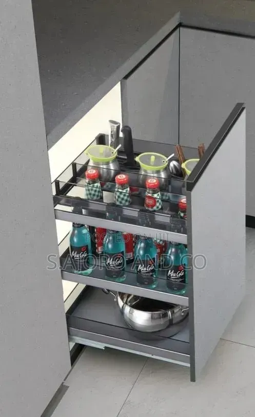 Built-in Cabinet Multi-purpose Pull-out Glass And Wired Spice Rack