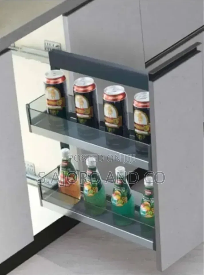 Built-in Cabinet Multi-purpose Pull-out Glass And Wired Spice Rack