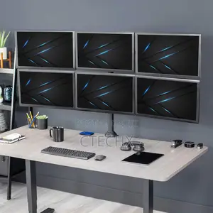 Vivo Steel Hex Monitor 23 To 32 Inch Led Lcd Clamp-on Desk Mount