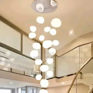Duplex Staircase Lamp Long Chandelier Black Gold Modern Minimalist