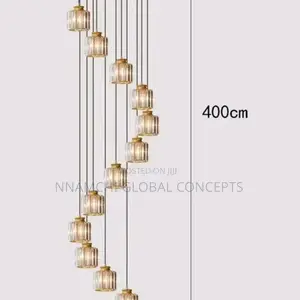 Duplex Staircase Lamp Long Chandelier Black Gold Modern Minimalist