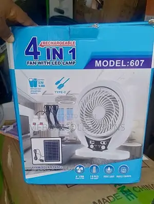 4in1 Solar Rechargeable Fan With Led Lamp