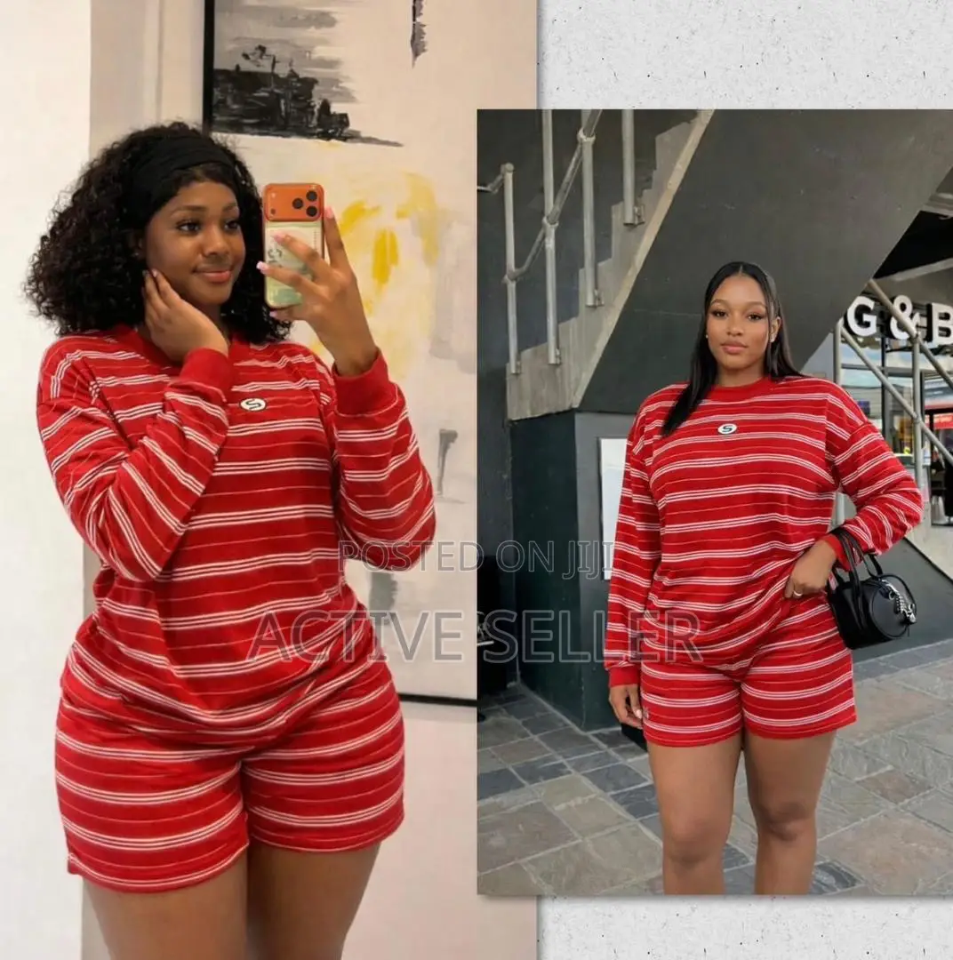 Striped Long Sleeve Shorts Set