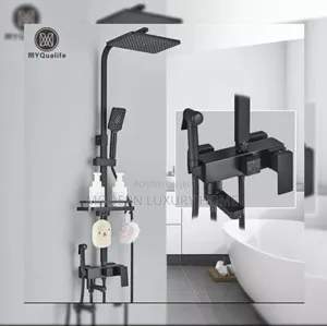 Black Luxury Shower Mixer With Pressing Shower