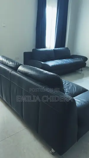 Black Leather 3-Seater Sofa Set (2 Pieces) — Neat Durable