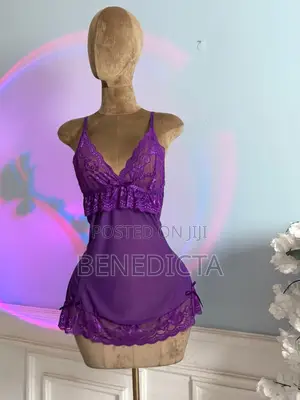 Vintage-Style Royal Purple Lace Mesh Babydoll Chemise Slip
