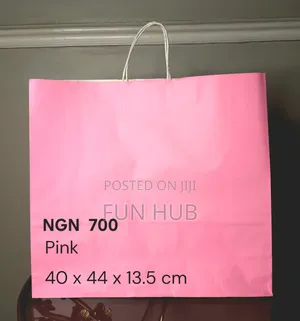 Pink Paper Shopping Bag With Handles 40x44x13.5cm