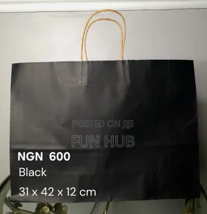 Black Paper Shopping Bag With Handles 31x42x12cm