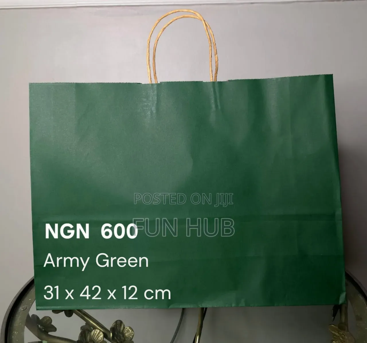Army Green Shopping Bag – 31 X 42 X 12 Cm