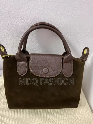 Mini Brown Suede Handbag With Leather Accents