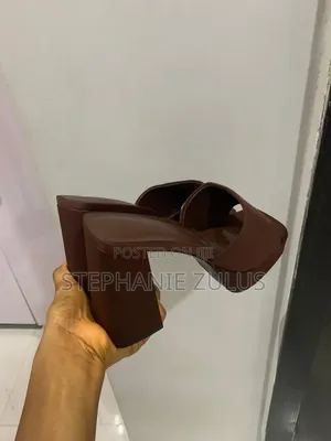 Ladies Brown Platform Mules