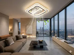 Modern Led Ceiling Light With Fan - 2 in 1 Flush Mount for Living Room