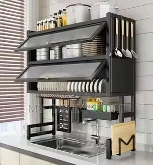 85cm Double Over The Sink Plate Rack With Cover
