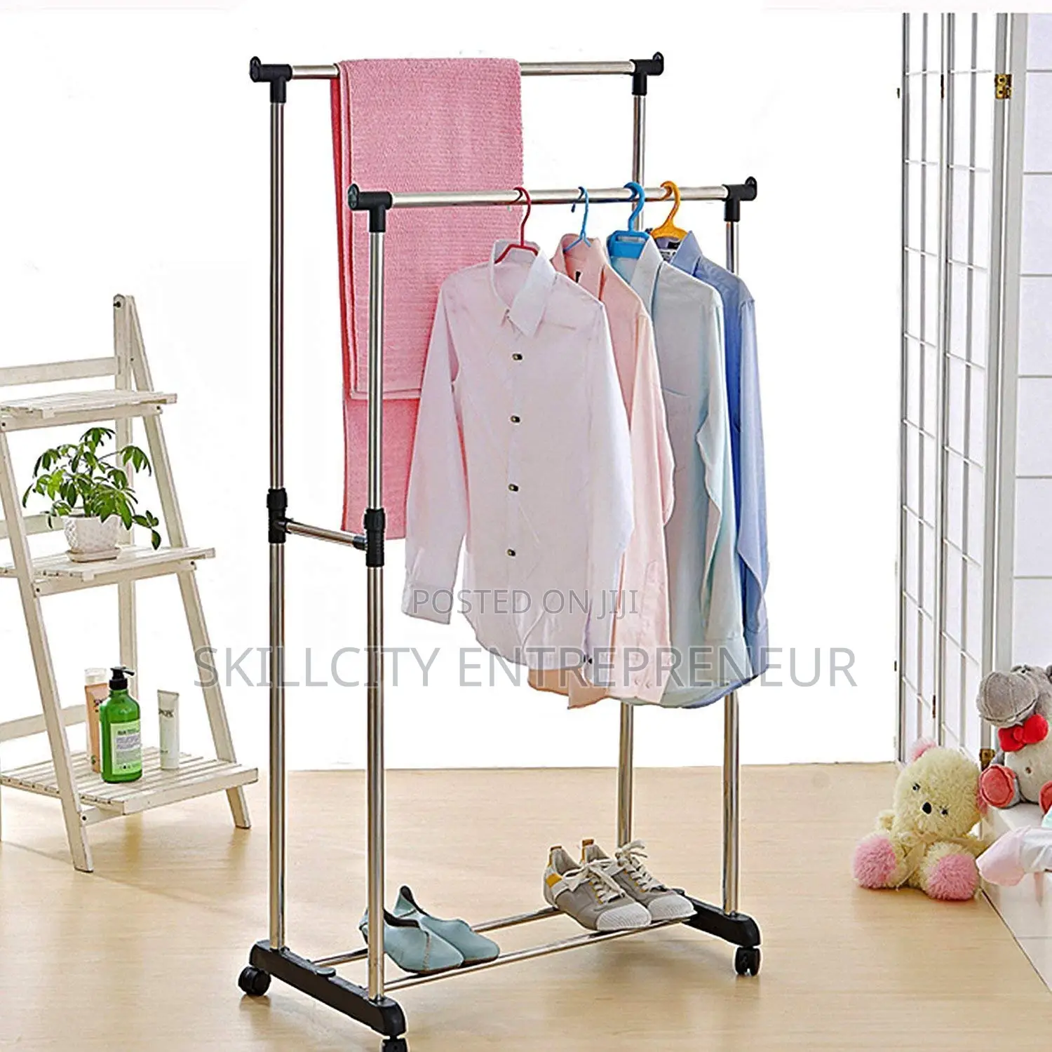 Double-Pole Clothes Rack
