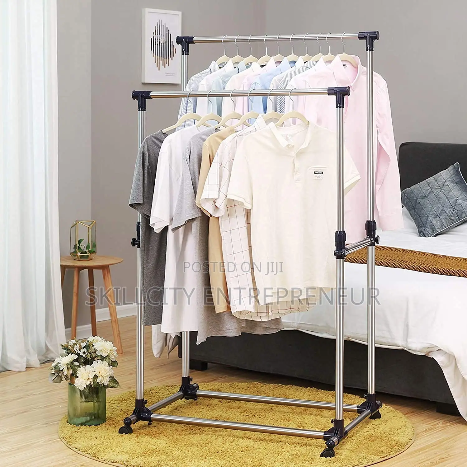 Double-Pole Clothes Rack