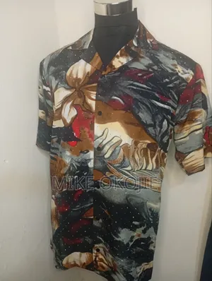 Vintage Abstract Marble Print Camp Collar Shirt