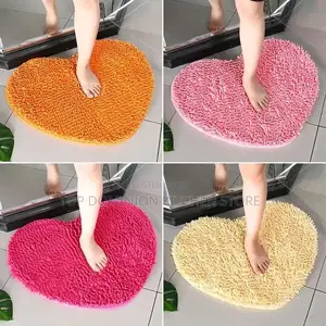 Heart-Shaped Chenille Bath Mat