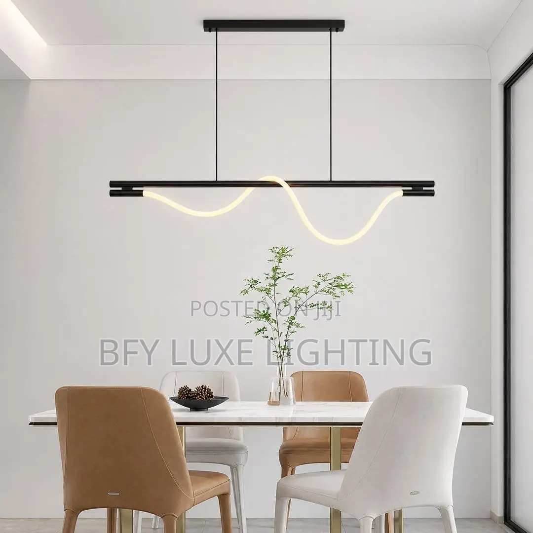 Modern Wave Led Linear Pendant Light -Dining Room Hanging Chandelier