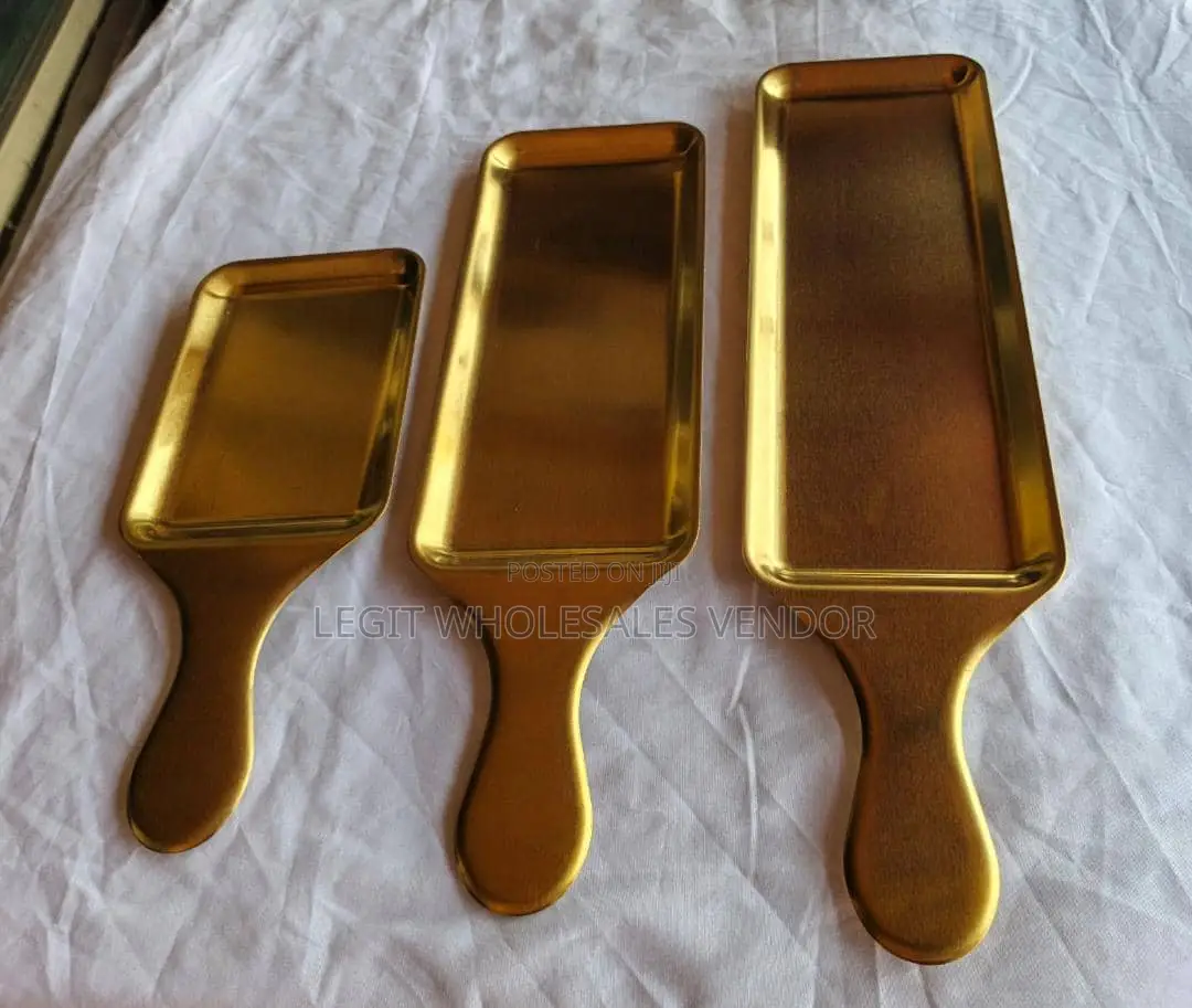 30cm Rectangular Stainless Gold Handheld Tray