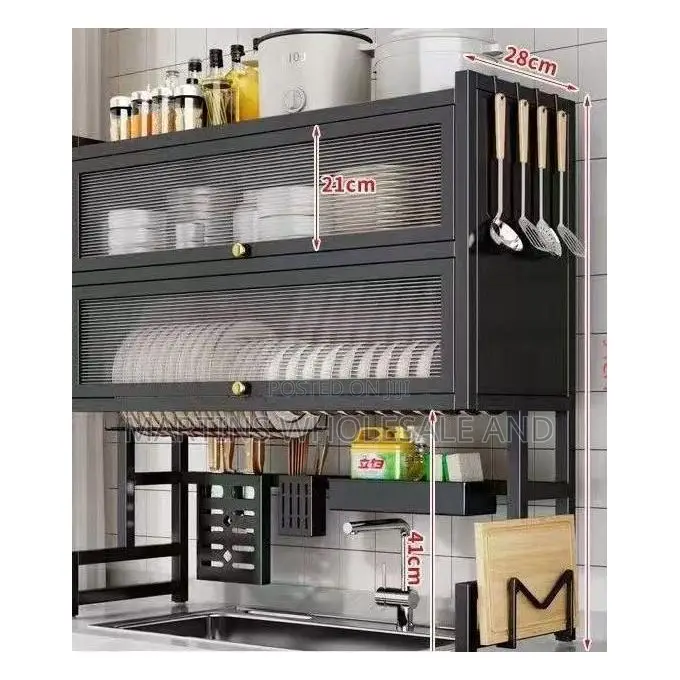 Black Metal Over-Sink Kitchen Organizer