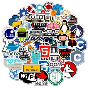 50pcs Cartoon Programmer Software Programming Language Sticker Set For