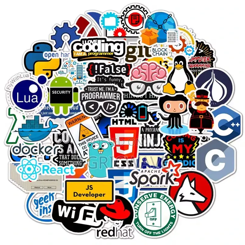 50pcs Cartoon Programmer Software Programming Language Sticker Set For