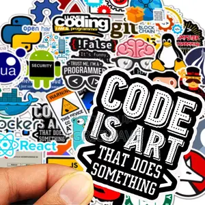 50pcs Cartoon Programmer Software Programming Language Sticker Set For