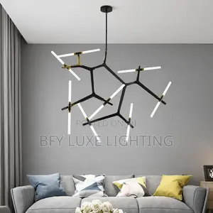 Modern Molecular Led Chandelier - Black Gold