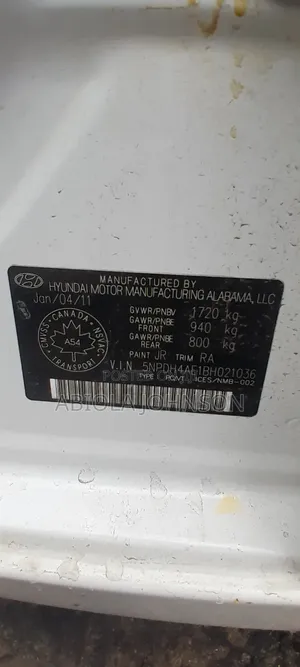 Hyundai Elantra Limited 2012 White