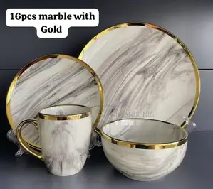 16pcs Marble With Gold Plate