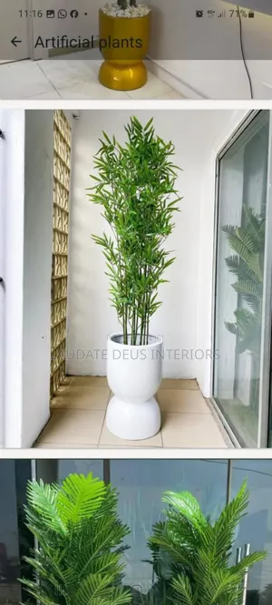 Artificial Plants With Fiber Glass Vase