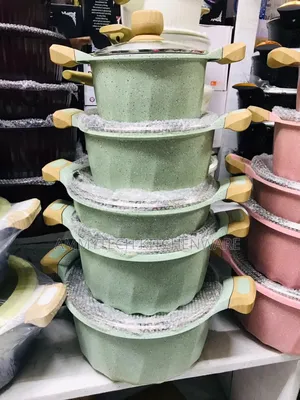 12pcs Green Granite Heavy Duty Pots and Sauce Pan