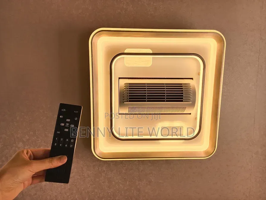 Smart Luxury Led Bladeless Ceiling Fan Flush Chandelier Light.