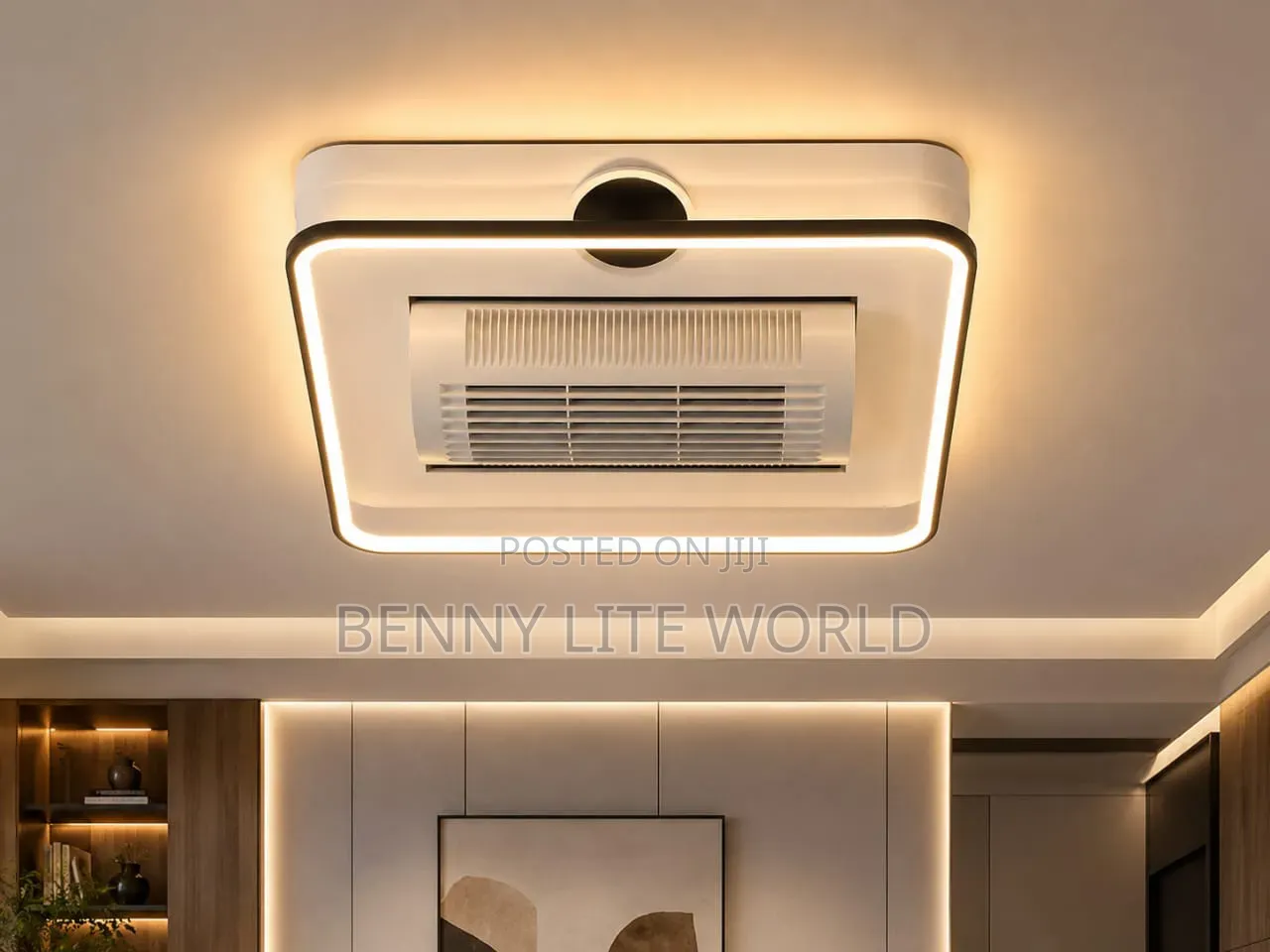 Smart Luxury Led Bladeless Ceiling Fan Flush Chandelier Light.