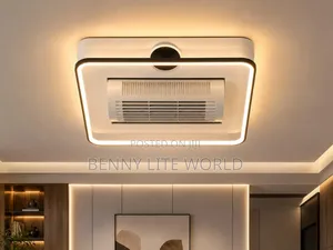 Smart Luxury Led Bladeless Ceiling Fan Flush Chandelier Light.