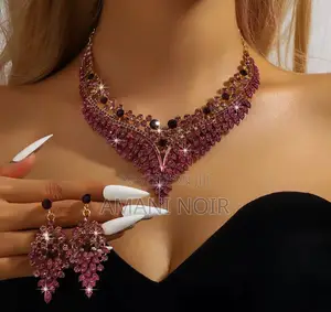Luxury Crystal Statement Necklace Earrings Set