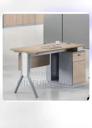 Modern Executive Office Desk With Built-in Storage Drawer Side Cabin