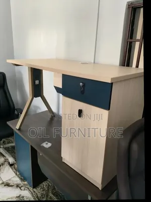 Modern Executive Office Desk With Built-in Storage Drawer Side Cabin